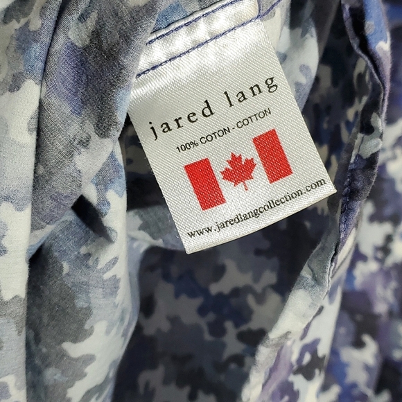 Jared Lang Men's/Unisex Blue Camo Button-Up Long Sleeve Dress Shirt - Size S/2 - Picture 11 of 12